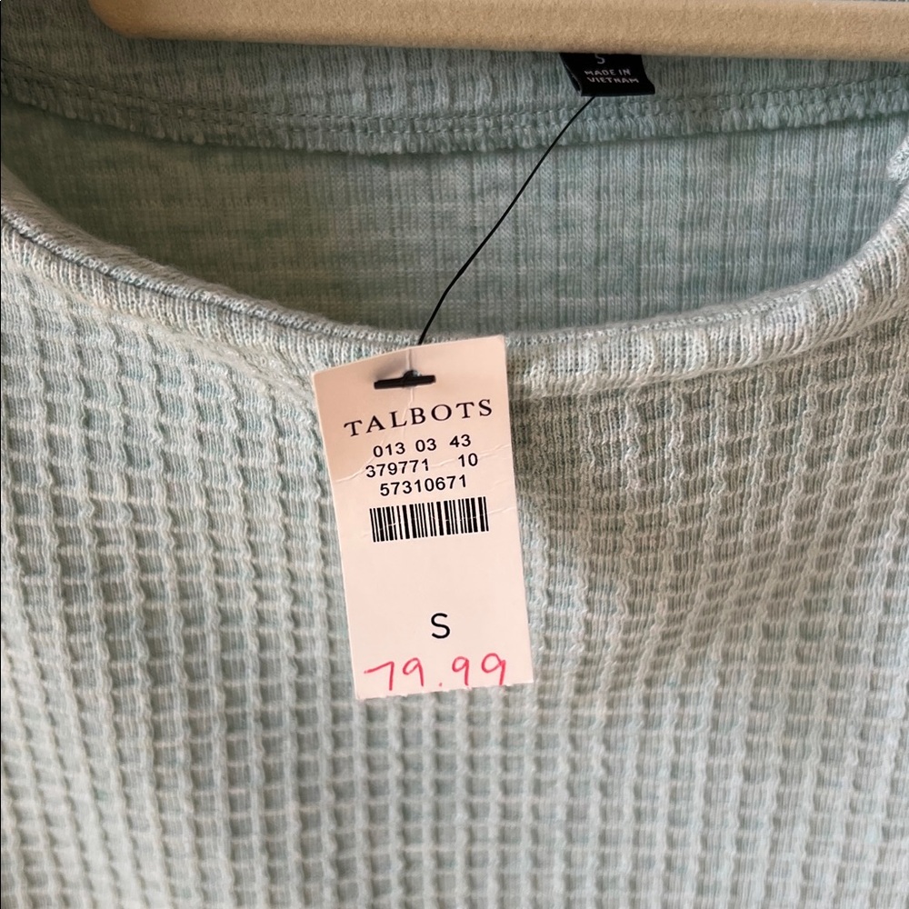 NWT Talbots Zip Detail Funnel Neck Pullover in Mint.  Size Small - Picture 4 of 4